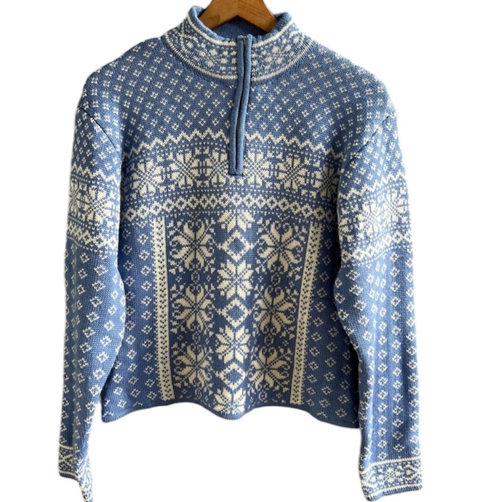 Obermeyer Nordic Patterned Blue and Cream Sweater